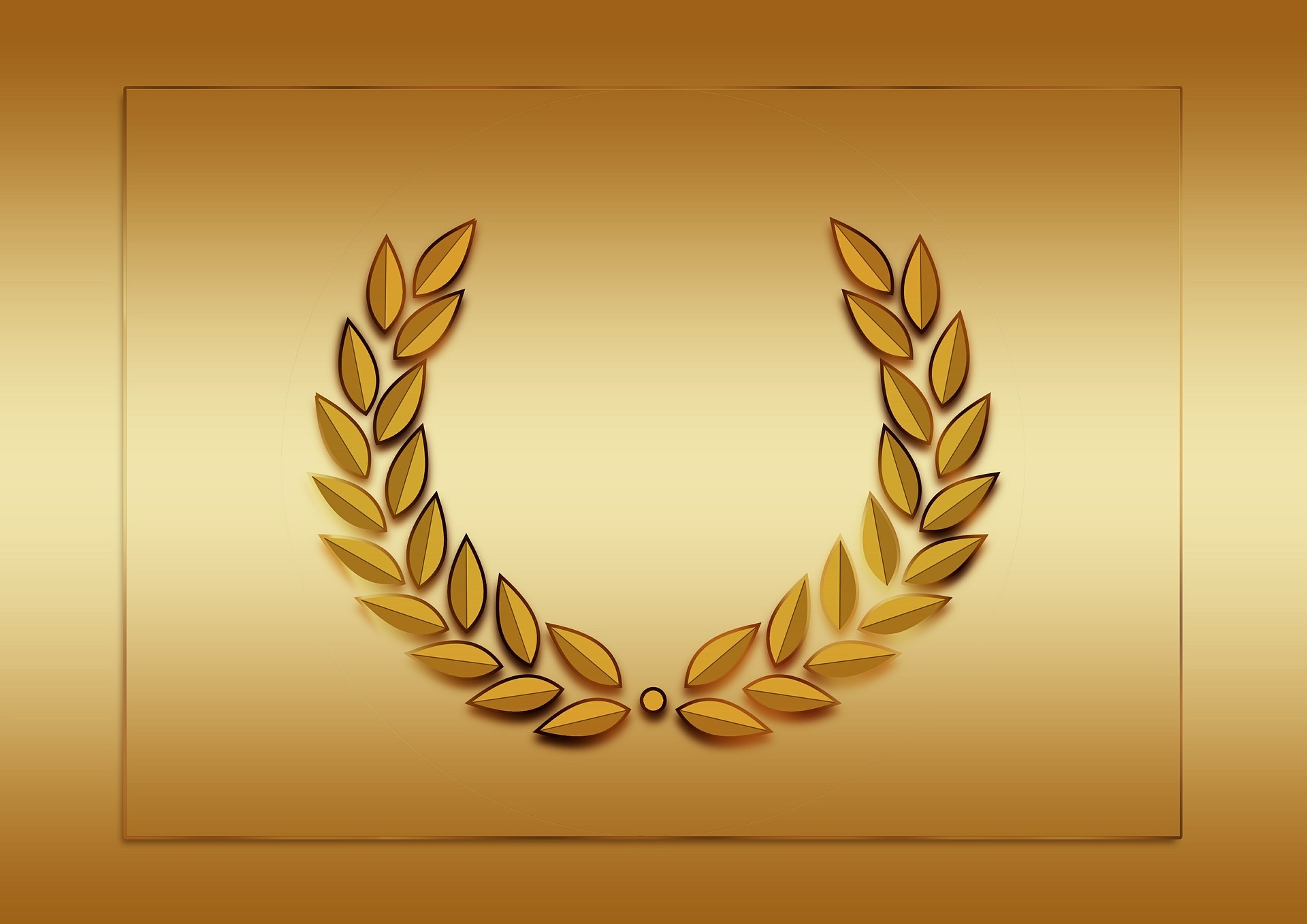 Jubiläum Goldener Lorbeerkranz vor goldenem Hintergrund