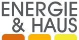 Das Logo zeigt den Schriftzug Energie und Haus und drei farbige Elemente