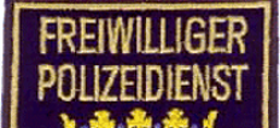 Das Foto zeigt das Emblem für den Freiwilligen Polizeidienst des Landes Hessen mit dem Schriftzug Freiwilliger Polizeidienst und dem Hessischen Wappen