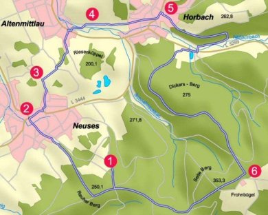 Bild mit der Wegeroute des Kulturweges