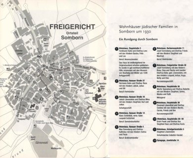 Wohnhäuser der Jüdischen Gemeinde Foto einer Karte von Somborn mit eingezeichneten Wohnhäusern der Jüdischen Gemeinde