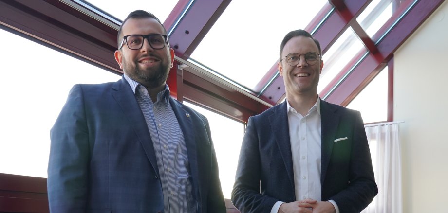 Bürgermeister Waldemar Gogel empfängt den Geschäftsführer der Kreiswerke Main-Kinzig zum Antrittsbesuch im Freigerichter Rathaus.