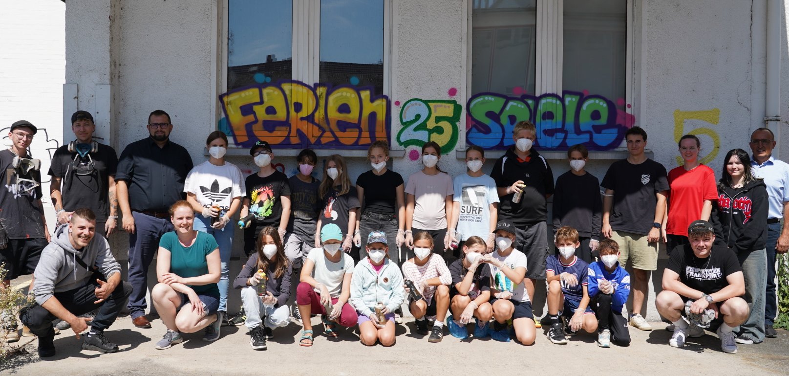 Die Ferienspielkinder beim Graffiti-Workshop.