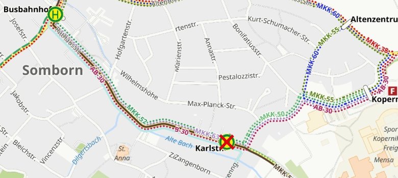 Umleitungsplan KVG Sommerfest Somborn